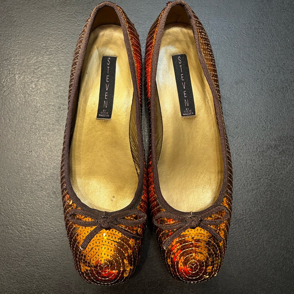 Steven by Steve Madden Sequin Copper Ballet Flats